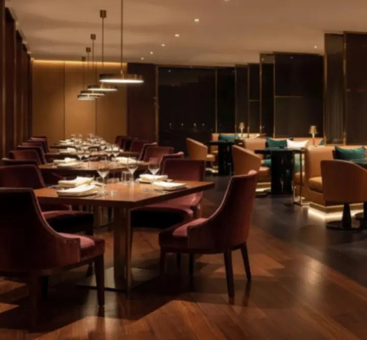 Elegancko oświetlone wnętrze restauracji i poker lounge